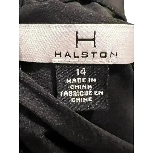 Halston cocktail dress ruffled black with sparkles mini size 14 - Picture 5 of 5